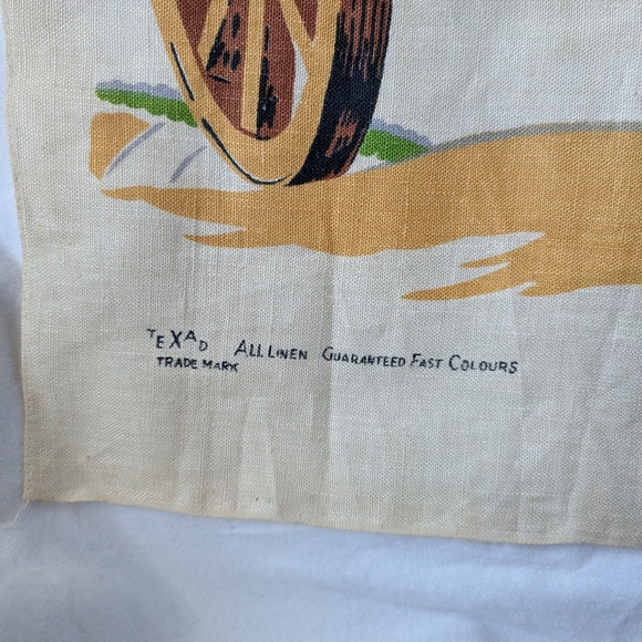 Vintage Guinness LinenTea Towel - Scene with Horse Cart Delivery Man Bird - Picture 2 of 12